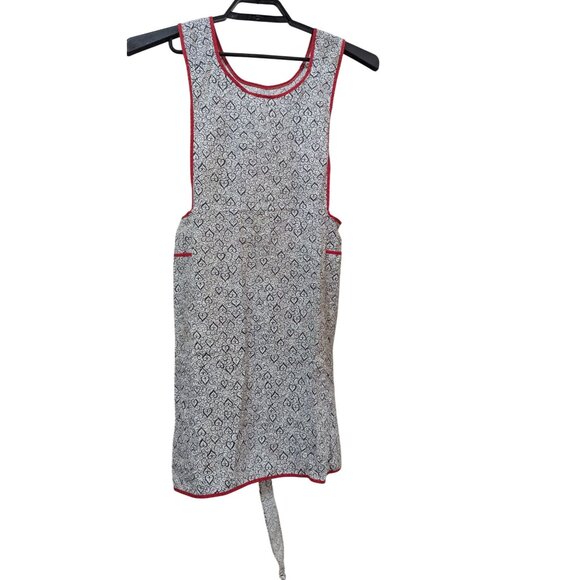Heart Print Apron  With Red Trim Pocketed Vintage Style Cooking size S M - Picture 3 of 6